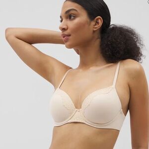 Soma Lace-Trim T-Shirt Bra - Beige